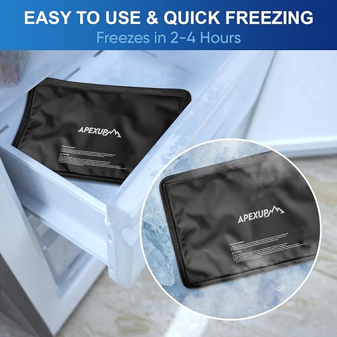 APEXUP Gel Ice Packs for Injuries Reusable, Flexible Double Sided Cold Packs for Injuries, Ice Pack for Knee, Shoulder, Back, Hip, Leg, Arm (Black, S, 2PK)