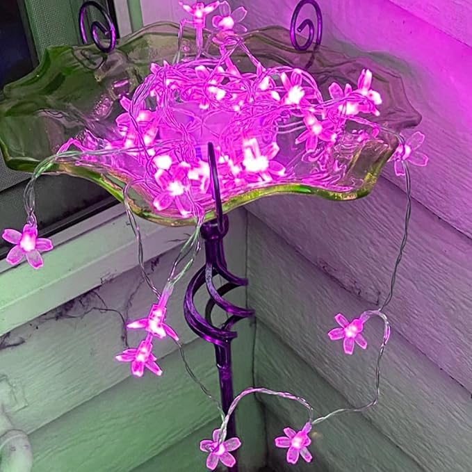 Fairy Flower String Lights, USB & Battery Lighted Decorative Cute Cherry Blossom Indoor Bedroom Window Hanging, Novelty Floral Lamp for Christmas Easter Wedding Party Birthday Décor (Pink)