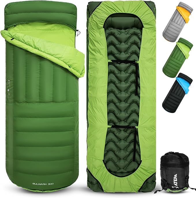 ATEPA Down Sleeping Bag, Recycled 650FP 4 Season Summer & Winter Compact Rectangle Lightweight Waterproof Wearable Sleeping Bag with Compression Sack for Camping Backpacking Hiking
