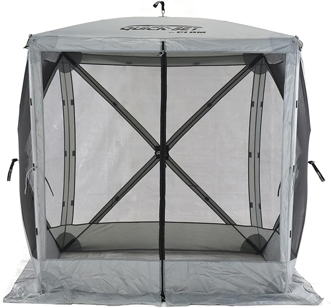 CLAM Pop Up Screen Tent, Outdoor Camping Gazebo Canopy, Traveler, 6' x 6', Gray