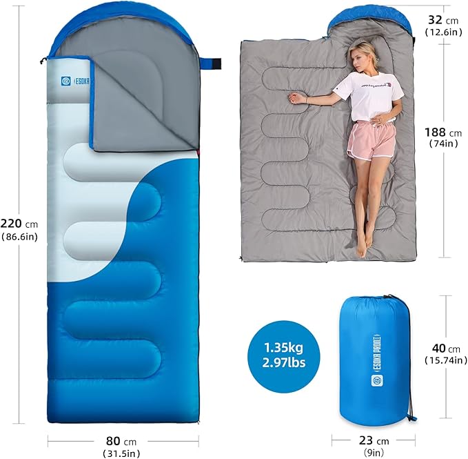 Sleeping Bags for Adults&Kids,Lightweight Waterproof Warm Weather Sleeping Bag,Compact Portable Sleeping Bag for Camping,Essentials Gear for Camping Hiking Outdoor Travel