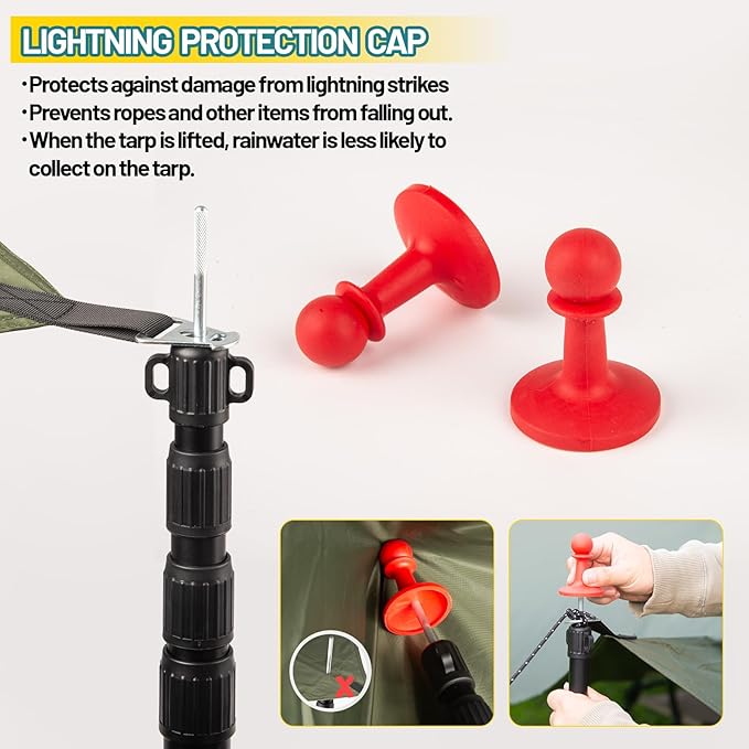 Adjustable Heavy Duty Tarp Poles 7.6FT,XINCAMPING Aluminum Tent Poles with Protection Cap - 4 Pack Rust-Proof Awning Poles for Camping, Hiking, Canopy & Outdoor Shelter