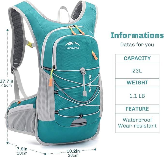 Hydration Backpack,Lightweight Hydration Pack with 1.5L Water Bladder, Water Backpack for Hiking Running, Biking