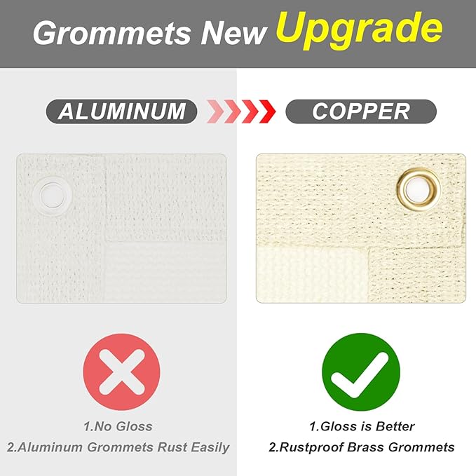 Cool Area Sun Shade Cloth with Grommets 13×21 FT Shade Panel Shade Tarp Screen Fabic for Outdoor Patio Pergola Cover Deck Garden, Butter Cream (Customized)