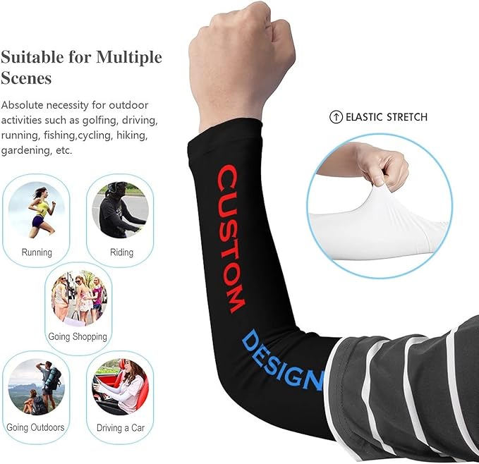Custom Cooling Compression Arm Sleeves Add Your Design Personalized Oversleeve Covers for Outdoor Activity