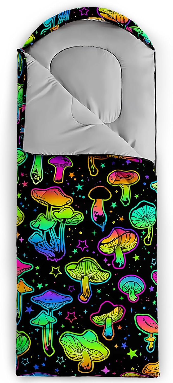 AILONEN Outer Space Astronaut Camping Sleeping Bags,Lightweight & Waterproof,3 Season Warm & Cool Weather,Cartoon Sleeping Bags for Kids,Boys Girls Travelling,Outdoors