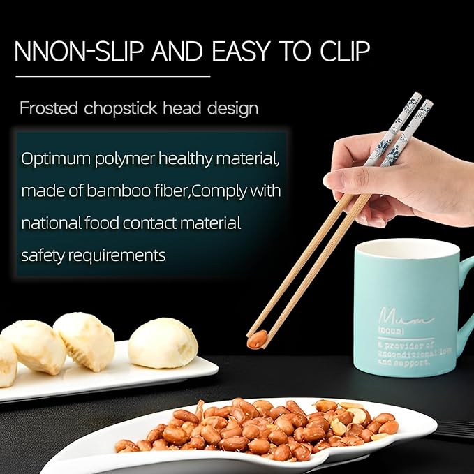 200 Pairs Bamboo Chopsticks - Reusable, Wooden, Disposable, Dishwasher Safe Bulk, 9.4 Inches with Chinese & Japanese Styles,Kapok