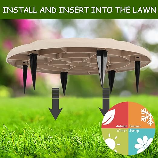 4Pcs Round Sunflower Stepping Stone Outdoor Garden Walkway, Durable Plastic Pavers for Patio, Pathway, and Landscaping, Weatherproof Stepping Stones with Ground Stakes for Easy Installation