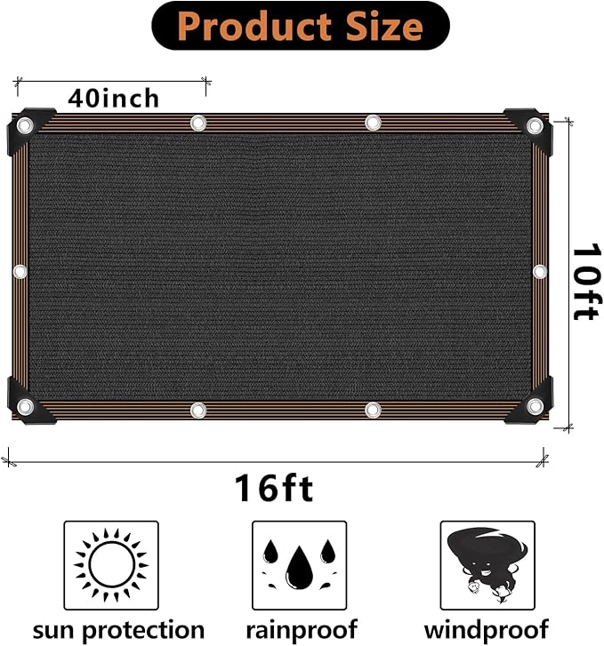 Garden Shade Cloth, 80%-90% Resistant Sun Shade Neting Mesh Tarp with HDPE Material and Reinforced Grommets, Sunblock Trap for Greenhouse Plant Pergola Backyard Patio, 10x16FT