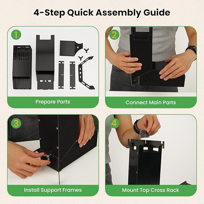 GEEKHOM Rocket Stove Portable Camping Stove - Mini Stainless Steel Folding Wood Burning Stove w/Storage Bag & Gloves | Efficient for Camp, Picnic, Hunting, Fishing, BBQ
