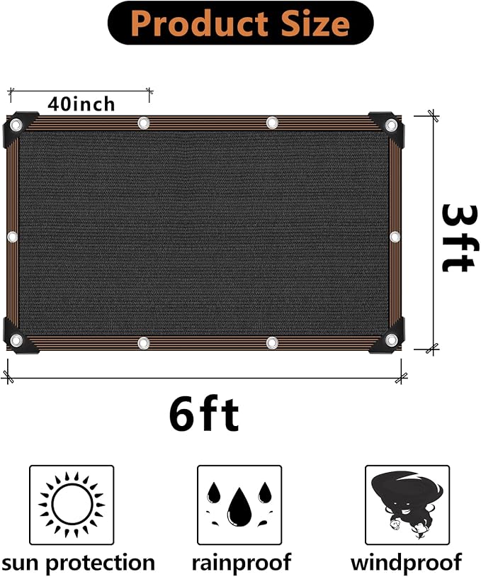 90% Shade Cloth -for Garden Plant,Resistant Shade Neting with Grommets Outdoor Sun Black Shades Cover Shading Antifreezing for Plant Pergola Patio Shade Mesh Tarp Greenhouse Chicken Coop