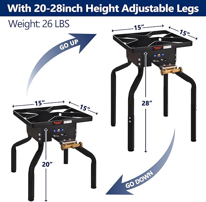 ARC 100,000BTU Propane Outdoor Burner Camp Gas Stove,with Removable Legs,Ideal for Woks, Skillets and Pots