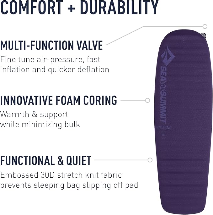 Sea to Summit Comfort Plus Self-Inflating Foam Sleeping Pad for Camping
