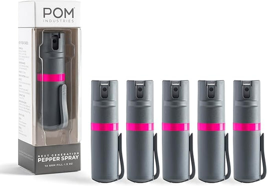 POM Pepper Spray Pocket Clip, Quick Flip Top Safety, Maximum Strength OC Formula with UV Marking Dye, Safe Compact and Tactical Design for Everyday Carry, 25 Bursts, 10 ft Range, 0.5 fl oz