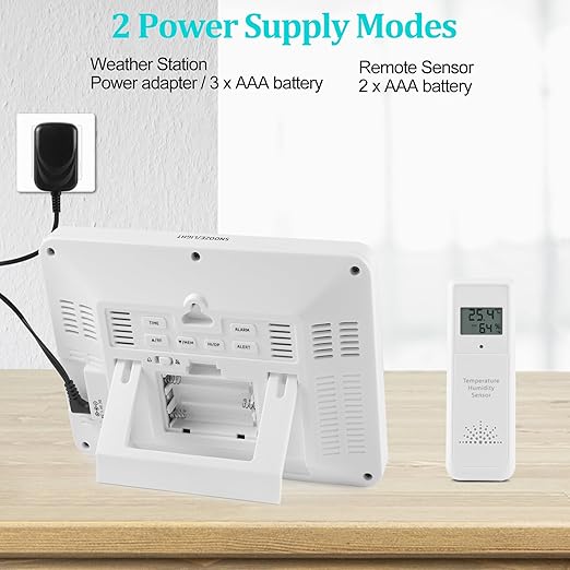 Home Weather Station Wireless Indoor Outdoor Thermometer, Portable Digital Weather Clock Atomic, Bluetooth Color Forecast Station, Multiple Sensors Weather Monitor with Alarm (1 Remote)