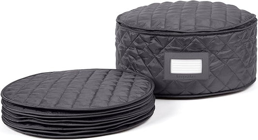 Covermates Keepsakes - Dish Storage - Padded Protection - ID Window - Stain Resistant - Machine Washable - China Storage, Slate