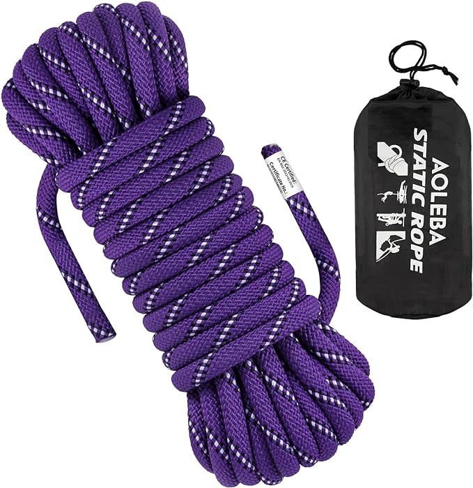 AOLEBA 10.5 mm Static Climbing Rope 10M(32ft) 20M(64ft) 30M(96ft) 50M(160ft) 70M(230ft) Outdoor Rock Climbing Rope, Escape Rope Ice Climbing Equipment Fire Rescue Parachute Rope