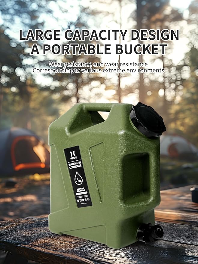 HAIGE Gallon Water Container with Spigot (3.2 Gallon Water Jug Green)