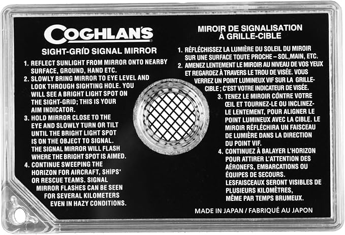 Coghlan's Sight-Grid Signal Mirror – Lightweight Emergency Signaling Tool for Survival, Camping, Hiking, and Rescue; Durable Reflective Mirror with Compact Design for Outdoor Adventures