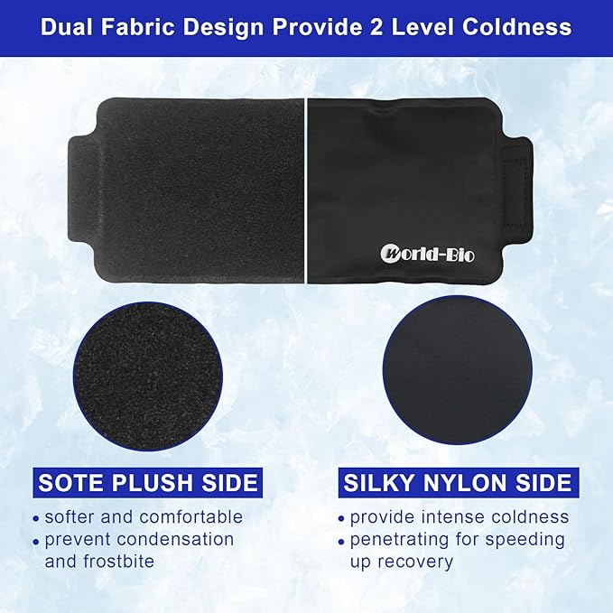 Gel Ice Pack Wrap with Velcro Strap, Ice Pack for Injuries Reusable, Hot and Cold Therapy, Elbow Cold Wrap, Flexible Soft for Arm, Wrist, Hand, Foot, Ankle