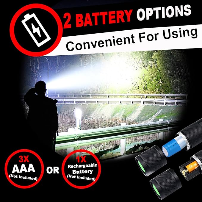 1 Mode Flashlights 2 Pack, Super Bright Zoomable LED Tactical Flashlight High Lumens, Water Resistant Portable Pocket Flash Light for Emergency, Camping, Home, and Gift - Red