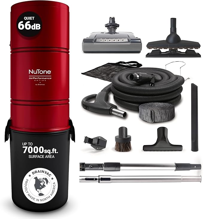 Broan-nutone 650 Air watts Residential Central Vacuum System Premium Electric Tool Set for Cleaning Floors - Anti-Vibration, Powerful Suction