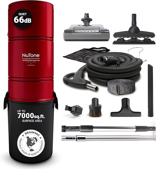Broan-nutone 650 Air watts Residential Central Vacuum System Premium Electric Tool Set for Cleaning Floors - Anti-Vibration, Powerful Suction