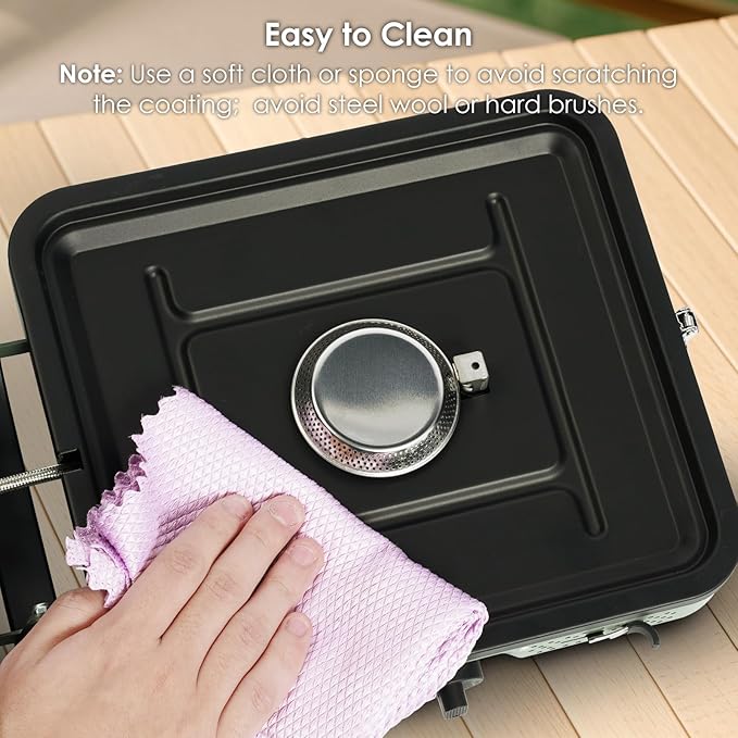 2 Burner Camping Stove with Carrying Bag, Foldable Propane Camp Stove with 17,200 BTU for Camping, Outdoor Cooking, Portable Gas Stove with Adjustable Burner for BBQ,Green with Windscreen