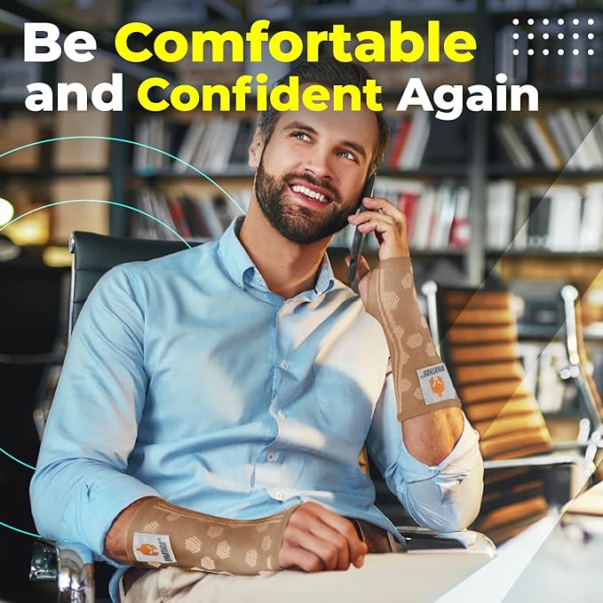 Sparthos Wrist Support Sleeves (Pair) – Medical Compression for Carpal Tunnel and Wrist Pain Relief – Wrist Brace for Men and Women – Made from Innovative Breathable Elastic Blend