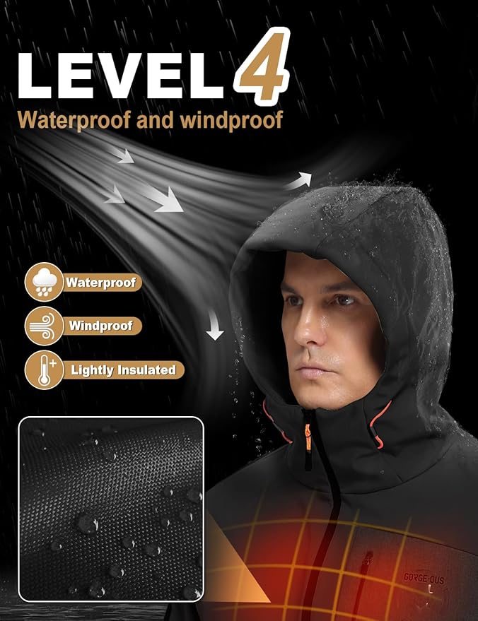 GEMYSE Men's Lightweight Rain Jacket Waterproof Raincoat Hooded Softshell Windbreaker for Outdoor Hiking Travel