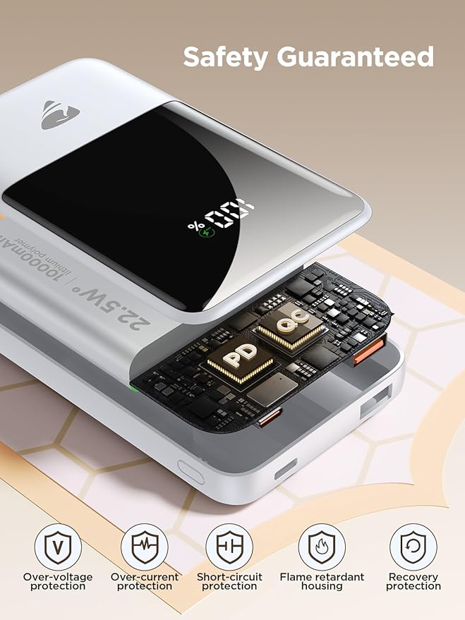 Aioneus Portable Charger, 10000mAh Power Bank 22.5W Fast Charging Portable Charger with Built in Cable Battery Pack USBC Travel Charger for iPhone11 12 13 14 15 16 Samsung Galaxy S24 S23 Android Phone