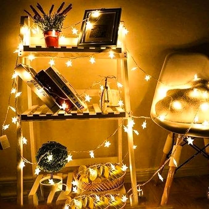 Fairy Star String Lights Plug in, 33ft 100 LED Cute Stars Shaped Lamp 8 Modes for Bedroom Classroom Dorm Porch Wedding Birthday Party Christmas Tree Indoor Outdoor Hanging Decorations (Warm White)
