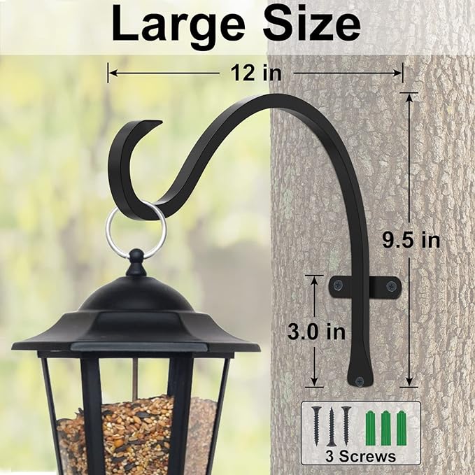 GameXcel Hanging Plant Bracket, 6PCS 12in Large Plant Hangers Outdoor Indoor Heavy-Duty Metal Wall Plant Hooks Plant Hanger with Screws for Home Decor Bird Feeders Lanterns Wind Chimes Decorative