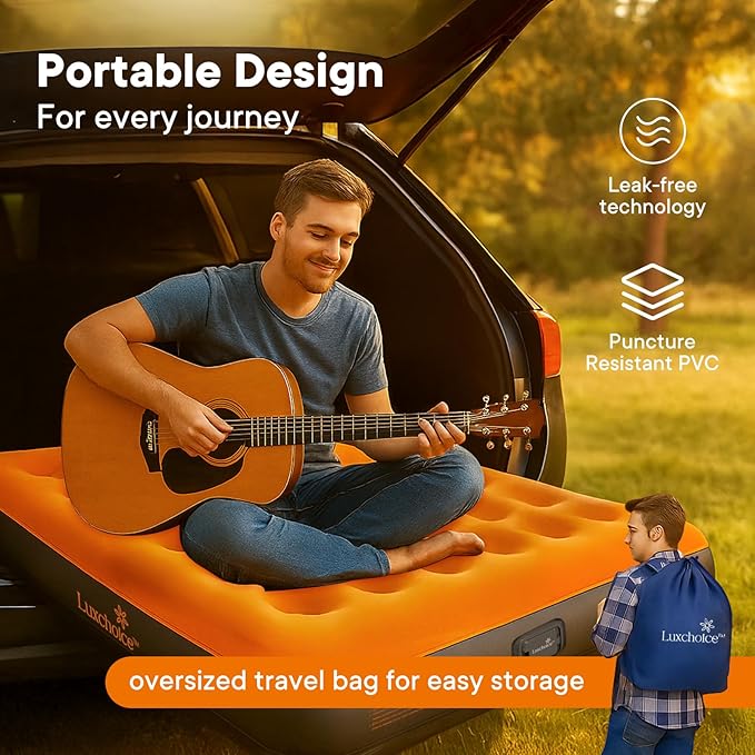 Air Mattress with Built-in USB Rechargeable Pump Camping Inflatable Mattress Portable Blow up Mattress Air Bed Guest Bed for Home Outdoors Hiking Travel