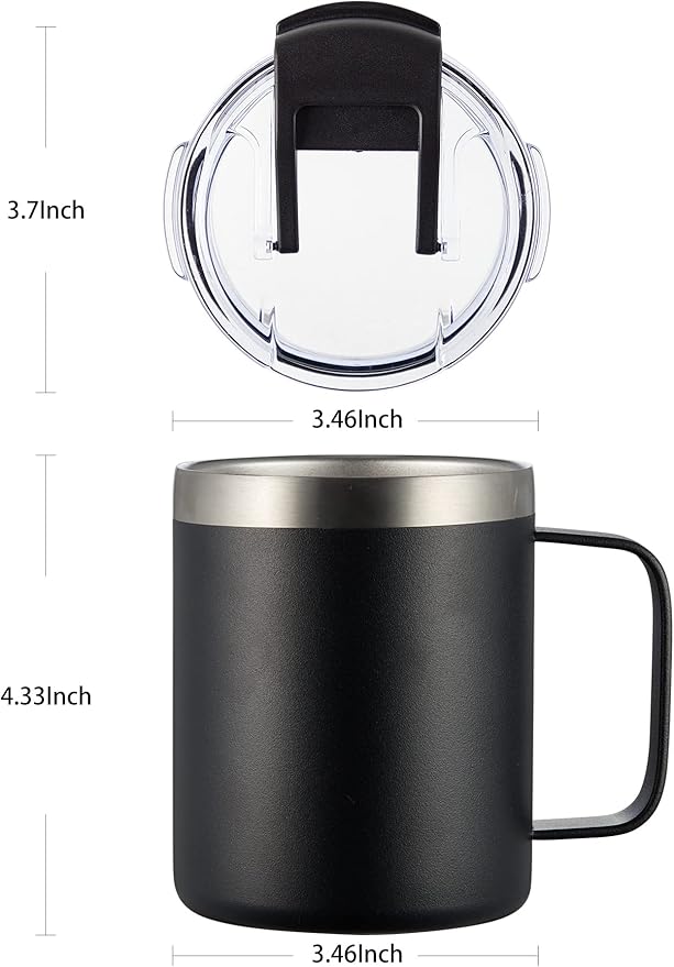 ALOUFEA 12oz Insulated Coffee Mug Cup with Handle, Stainless Steel Travel Coffee Mug with Flip Lid, Double Wall Vacuum Coffee Tumbler,Plum