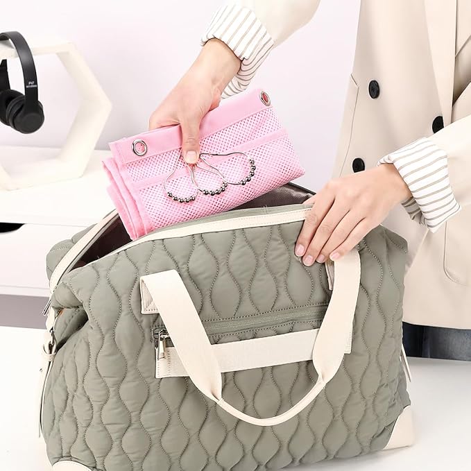 Hanging Mesh Shower Caddy for Bathroom - Quick Drying Portable Shower Organizer with Multiple Pockets for Soap,Shampoo and Cruise Ship Essentials Saving Bathroom Storage,Pink,2 Pack