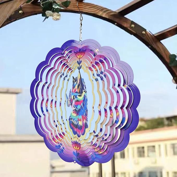 BeePeep Wind Spinner Outdoor 12in Cat Gift for Women Men Metal Wind Spinners Hanging 3D Kinetic Wind Sculpture Lawn Garden Yard Art Ornament for Indoor & Outside Decorations