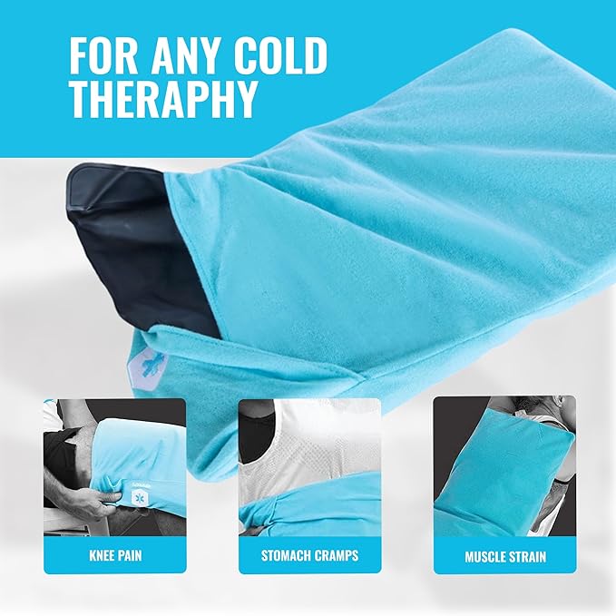 ICEWRAPS Extra Cover ONLY for 12"x21" Clay Ice Pack | Reusable and Washable Soft Fabric Cover for Cold Pack | Fabric Cold Compress Sleeve | 12"x21" Soft Ice Pack Cover | Blue Fabric Cover Only