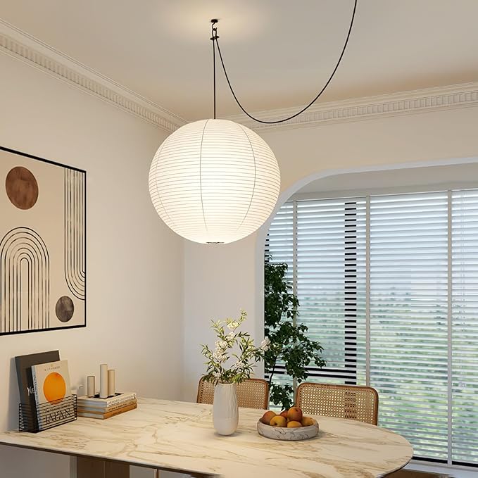 2 Pack White Round Paper Lanterns, 19.68" Large Hanging Paper Lantern Lamp, Chinese/Japanese Paper Pendant Lampshade for Party Decoration, Wedding, Home Decor Paper Ceiling Lampshade