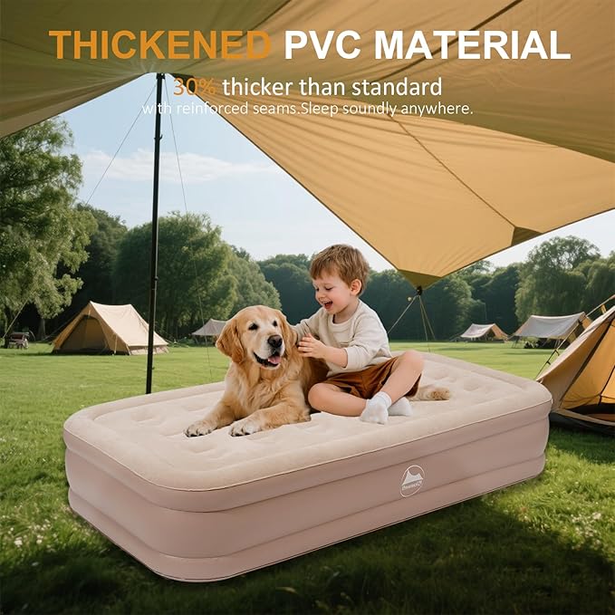 Air Mattress with Built-in High-Speed Pump .Foldable Guest Mattress.Ideal for Camping and Traveling .Double Height, Adjustable, Portable Air Mattress.Includes Storage Bag.600lb Weight Capacity