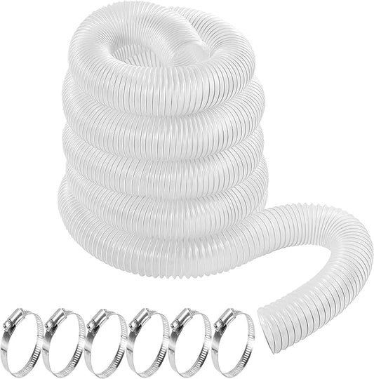 4" x 20' Clear Dust Collection Hose, 4 Inch PVC Puncture Resistant Fume Collection Hose with 6 Pieces Stainless Steel Clamps for Woods Debris