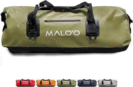 Malo'o Waterproof Dry Bag Duffel 40L/60L/100L, Roll Top Duffel Keeps Gear Dry for Kayaking, Rafting, Boating, Swimming, Camping, Hiking, Beach, Fishing - Internal & External Pockets and Molle Loops