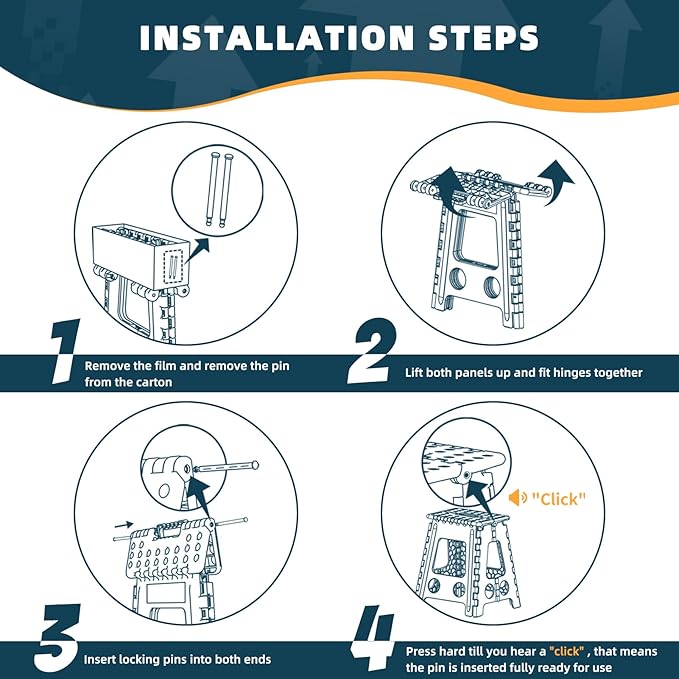 ACSTEP Folding Step Stool 16 Inch Heavy Duty Step Stool Foldable for Adults and Kids, Collapsible Stepping Stool with Handle, Non Slip Folding Stools for Kitchen Hold Up to 400lbs (Black 1PC)