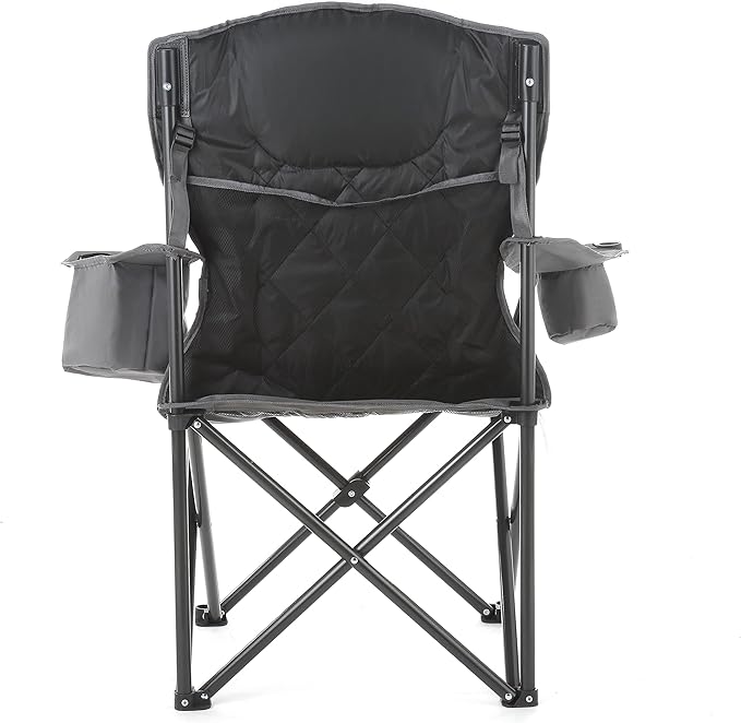 ARROWHEAD OUTDOOR Portable Folding Camping Quad Chair w/ 6-Can Cooler, Cup & Wine Glass Holders, Heavy-Duty Carrying Bag, Padded Armrests, Headrest & Seat, Supports up to 550lbs, USA-Based Support