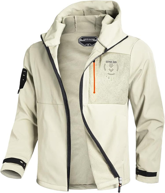 GEMYSE Men's Lightweight Rain Jacket Waterproof Raincoat Hooded Softshell Windbreaker for Outdoor Hiking Travel