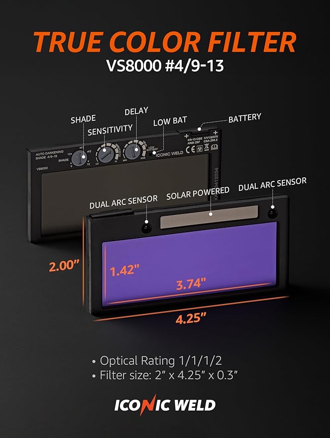 Auto Darkening Welding Helmet - Flip Up Lens, Lightweight, Shade #4/9-13 (White)