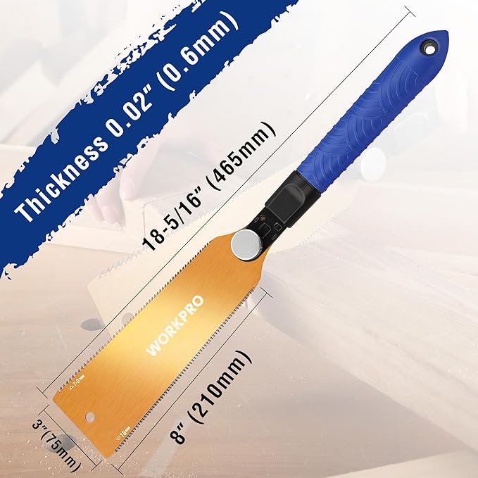 WORKPRO 8 Inch Japanese Pull Saw, Double-Edged Hand Saw for Wood Cutting with 7-9&18 TPI, SK5 Flexible Blade, Non-Slip Beech Handle for Woodworking