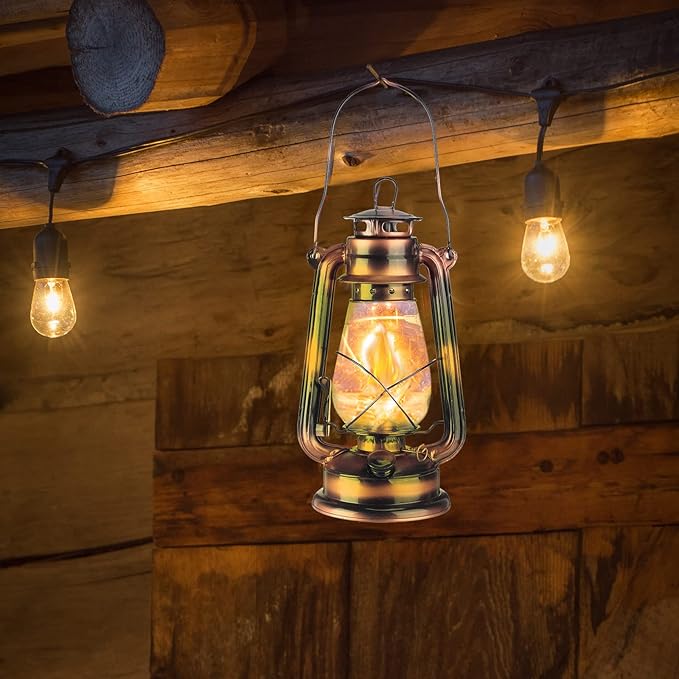 4 Pieces Oil Lamp 12 Inch Hurricane Lantern Kerosene Lamp Oil Lantern Fuel Camping Lanterns Burning Lantern Metal Hanging Lantern with Wick for Indoor Party Decorations Home Camping Hiking (Bronze)