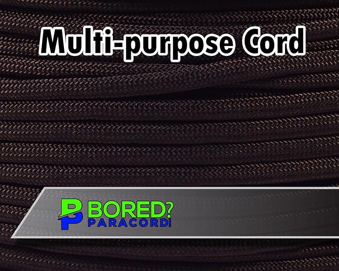 BORED? PARACORD! 550 lb Paracord - Ideal for Crafting, Camping, DIY Projects, Active & Military Outdoors - Strong Survival Rope - Tactical Parachute Cord Type III - Walnut 1000 Feet