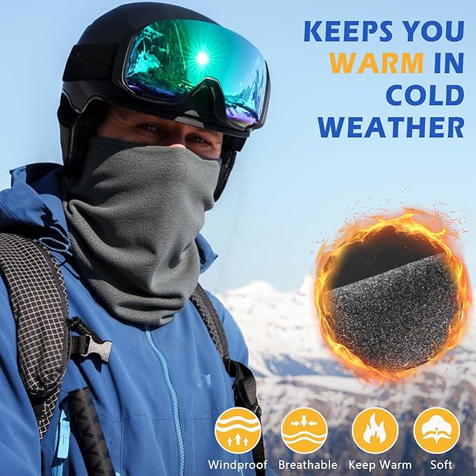 HONGTEYA Winter Neck Gaiter Warmer for Men&Women,Windproof Face Mask Face Cover for Cold Weather Skiing Outdoor Sports